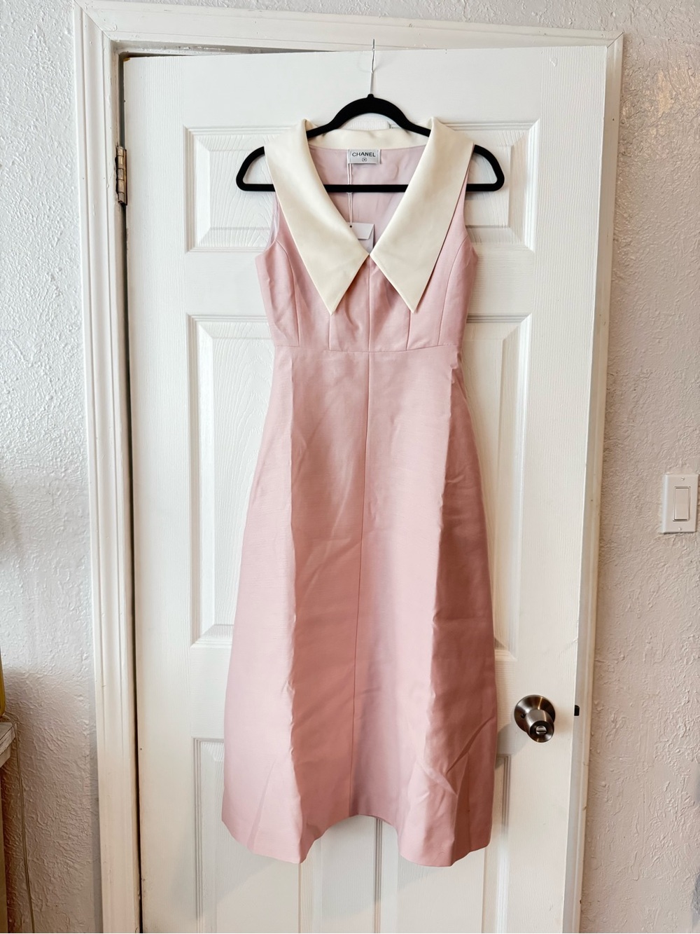 Pastel Pink Dress with Oversized Collar